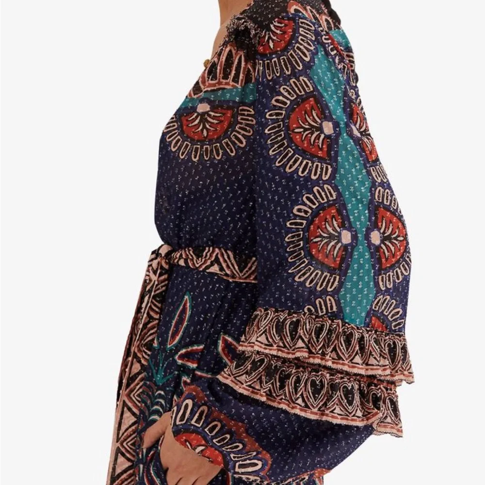 FARM Rio Navy and Coral Long Sleeve Dress - Picture 8 of 10